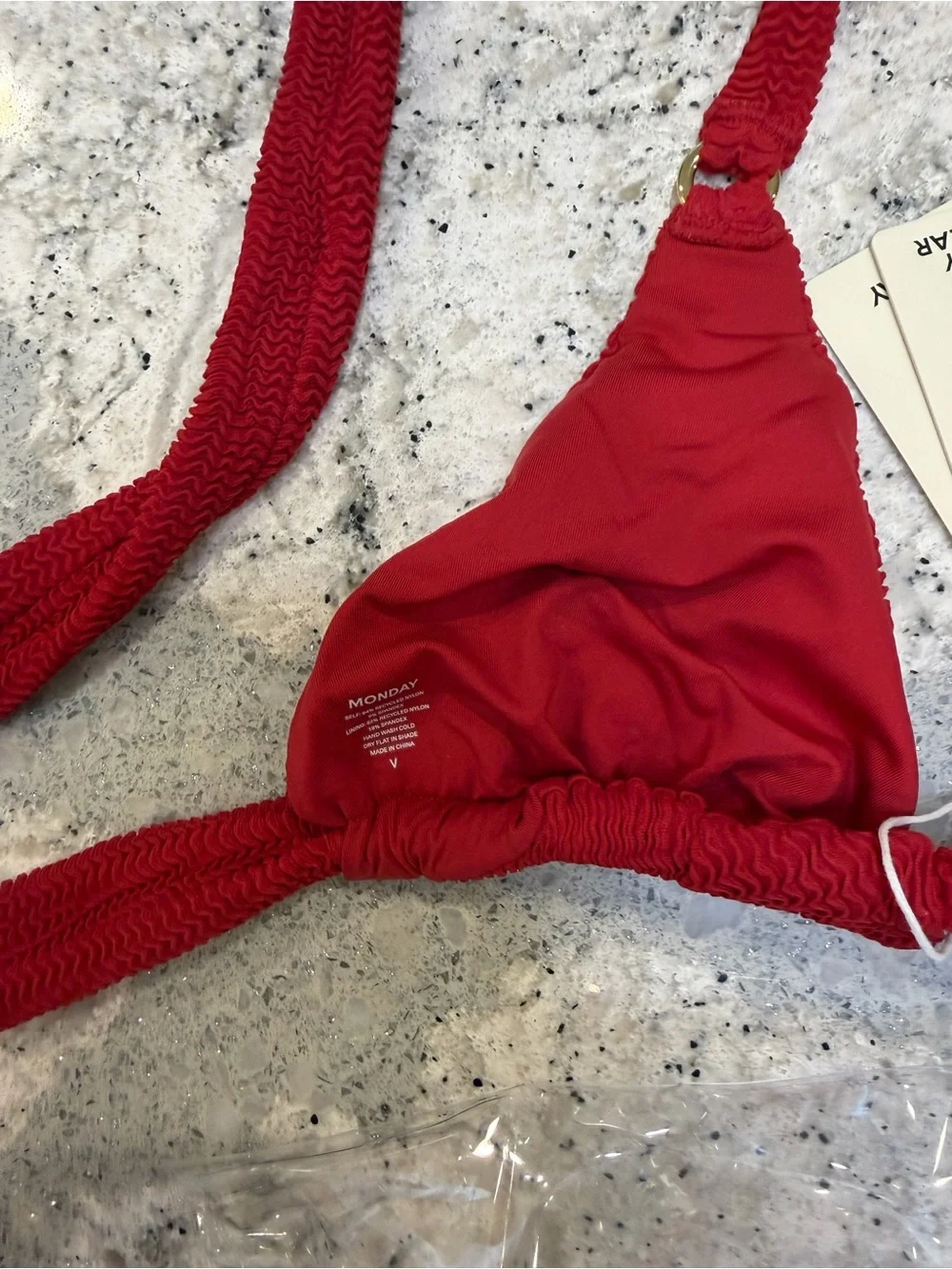 Monday Swimwear Morroco Top in Cherry Crinkle size V